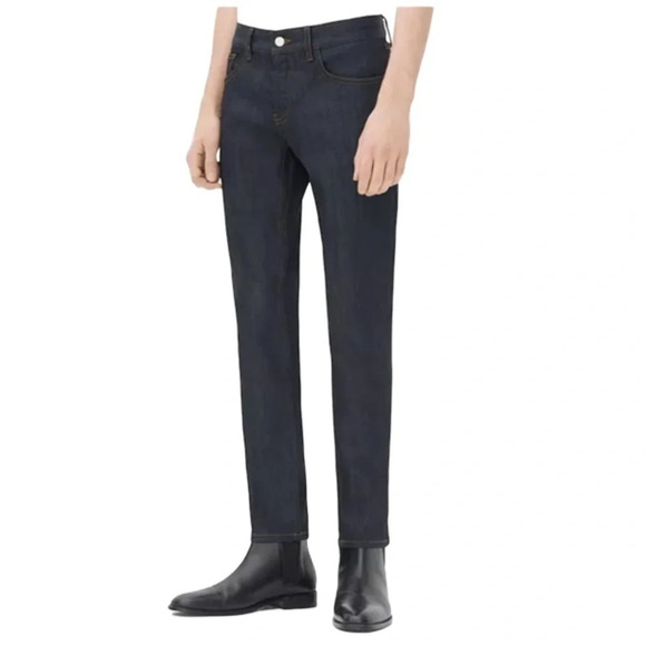 SANDRO Paris NWT Mens Skinny Jeans Brut Blue Dark Wash Denim Button Fly 31 - Picture 1 of 14